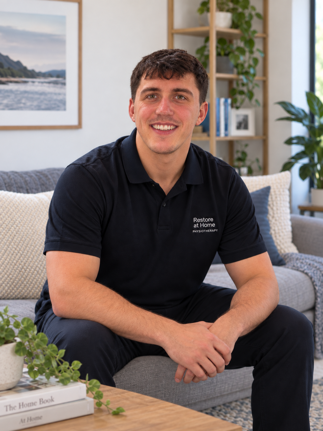 Nicholas Stergiadis, Registered Physiotherapist, seated in a home setting